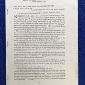 The Raid and War-Path Language of the Chiricahua Apache (Pamphlet)