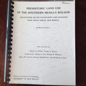 Prehistoric Land Use in the Southern Mesilla Bolson: Excavations on the Navajo-Hopi Land Exchange Near Santa Theresa, New Mexico
