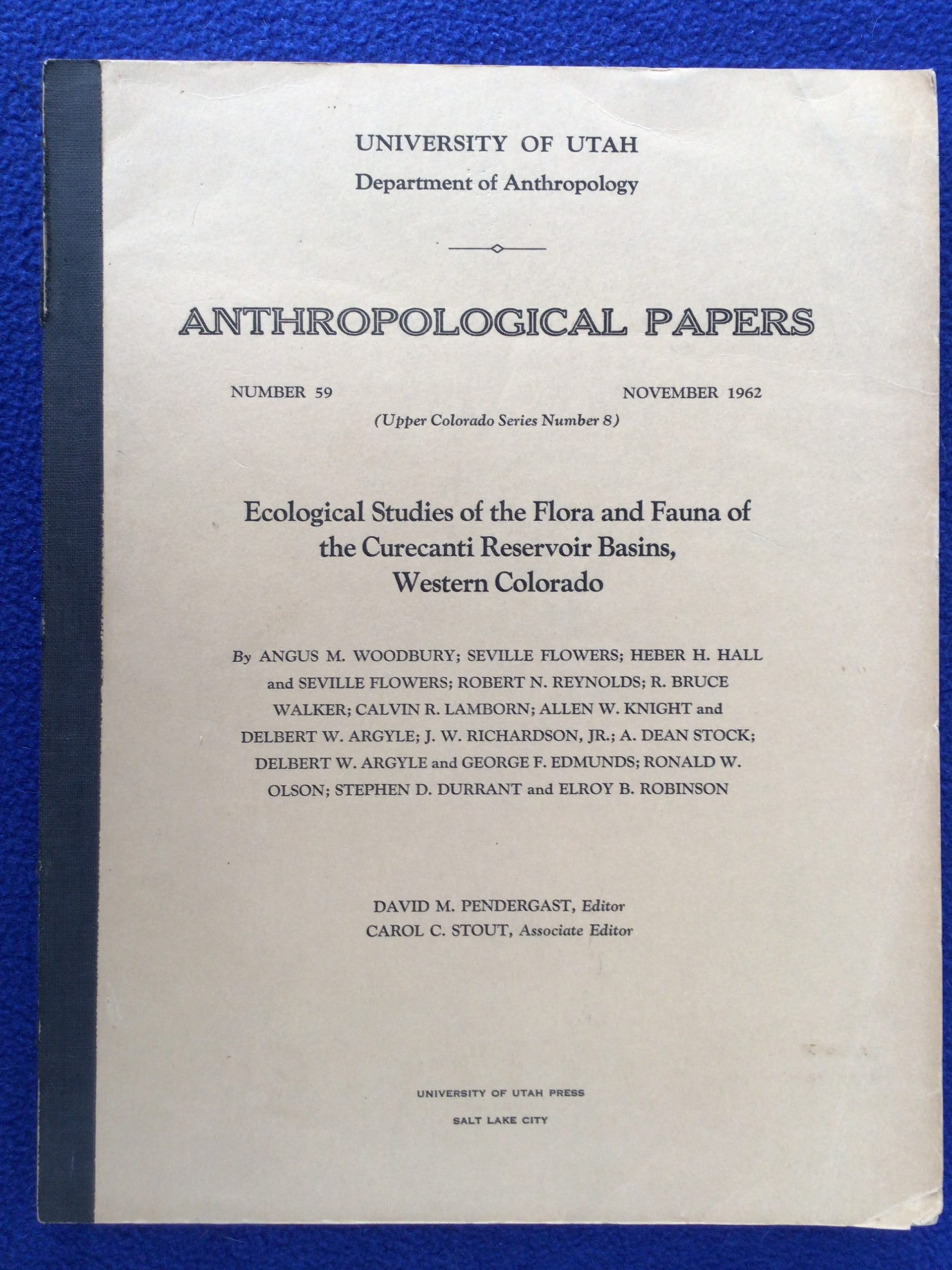 Anthropological Papers #59: Ecological Studies of the Flora and Fauna of the Curecanti Reservoir Basins, Western Colorado