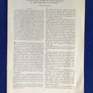 Twenty-Five Years of Archaeology in the Greater Southwest (Pamphlet)