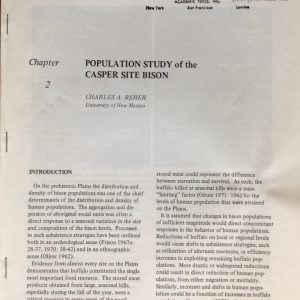 Population Study of the Casper Site Bison  (Pamphlet)