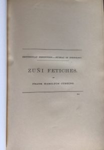 zuni fetishes title page BAE rebind cushing